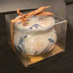 VTG 1990's Porcelain Potpourri Jar-Hand Painted Pink/Blue -Ben Rickert-New InBox